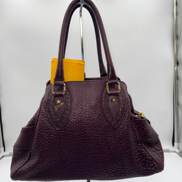 FENDI Du Jour RARE Leather Handbag Purple Top Handle Satchel Designer Bag - Picture 1 of 16